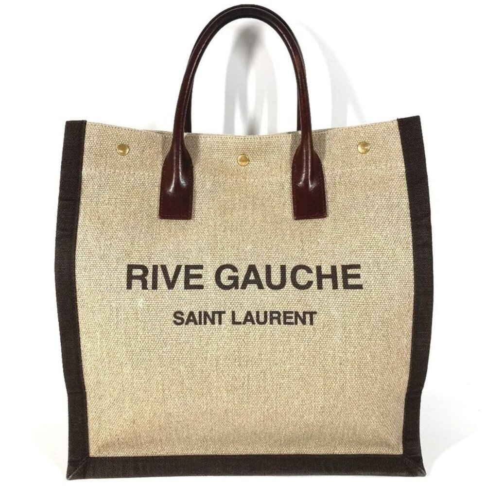 Saint Laurent Paris Handbag Noe Rive Gauche Linen Brown - Picture 1 of 9
